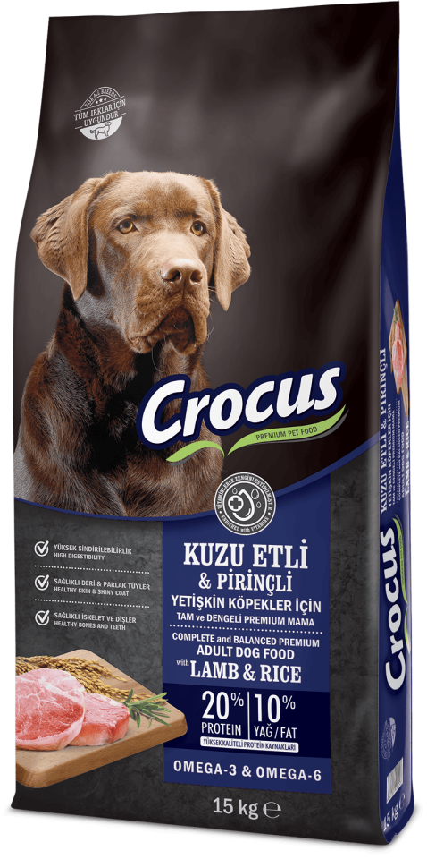 Crocus Kuzu Etli Pirinçli Yet. Köpek Maması 15 Kg