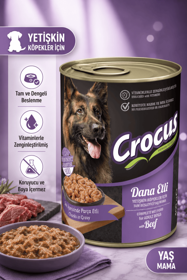 Crocus Yet. Köpek Dana Etli Yaş Mama 400g