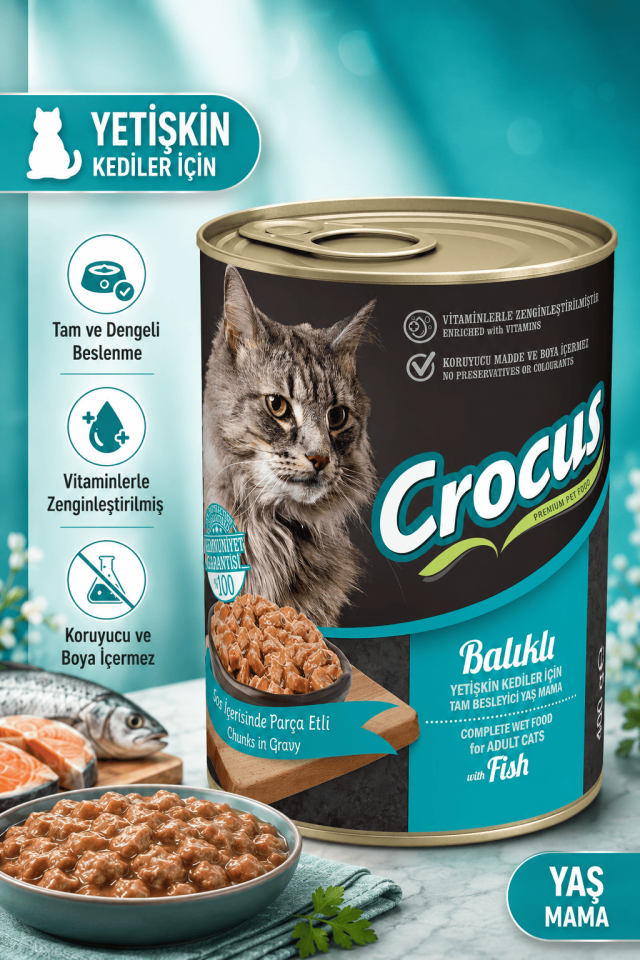 Crocus Yet. Kedi Balıklı Yaş Mama 400g