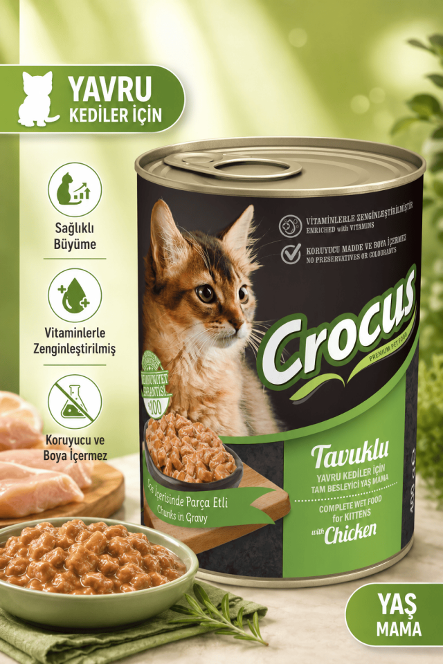 Crocus Yav. Kedi Tavuklu Yaş Mama 400g