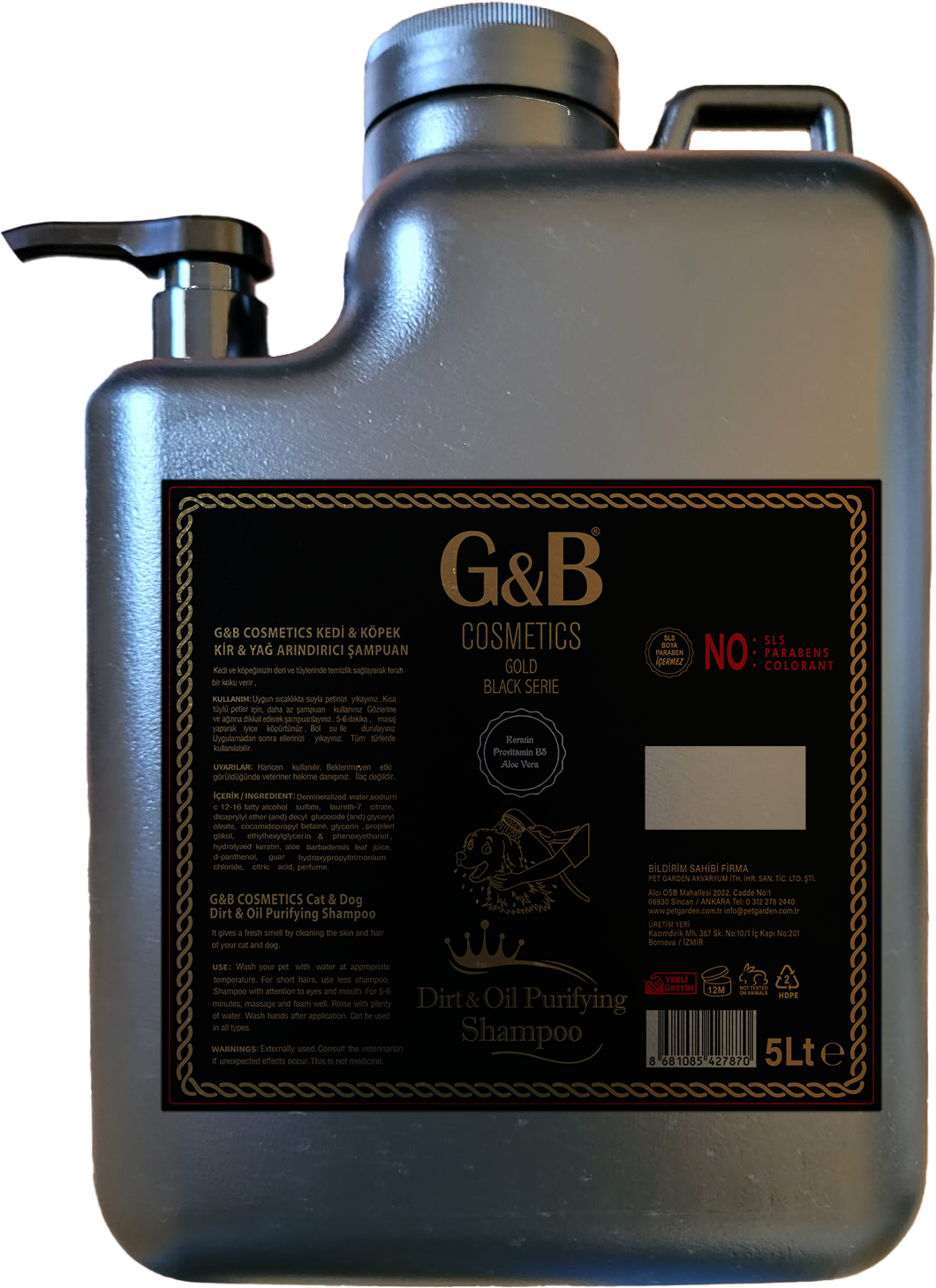 G&b Kir Yağ Arındırıcı Pet Şampuan 5 Lt