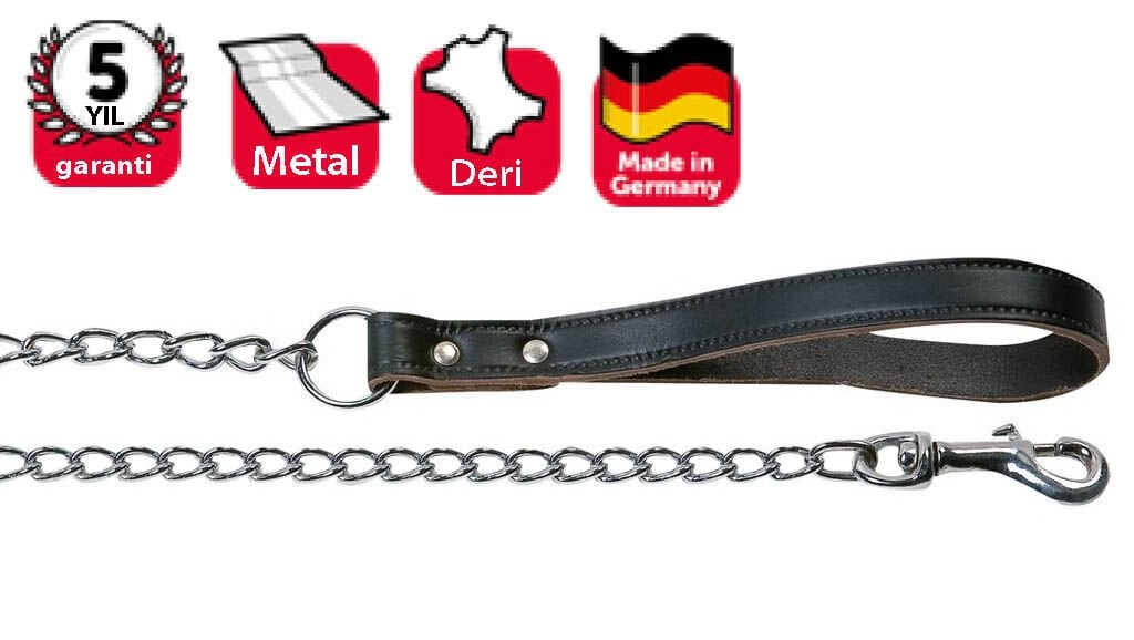 Karlıe Deri Saplı Zincir Uzatma 100cm/3mm Siyah