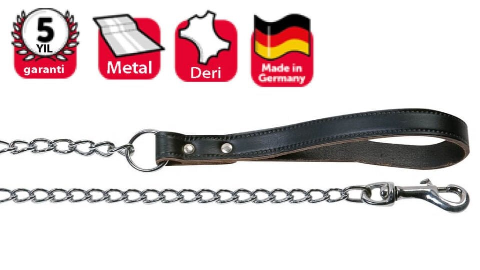 Karlıe Deri Saplı Zincir Uzatma 100cm/3mm Siyah