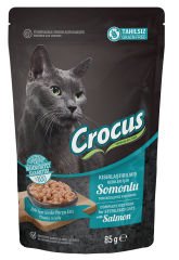 Crocus Tahılsız Kısırlaştırılmış Kedi Somonlupouch Jöleli Yaş Mama 85 G