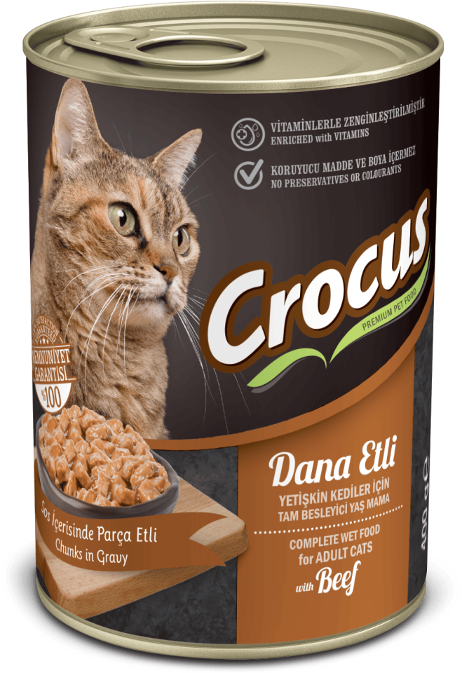 Crocus Yetişkin Kedi Dana Etli Yaş Mama 400g