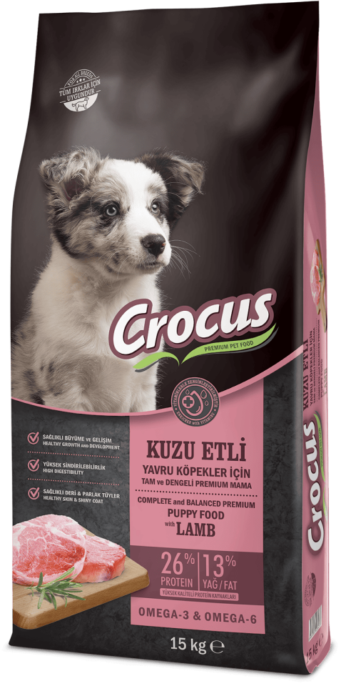Crocus Kuzu Etli Pirinçli Yavru Köpek Maması 15 Kg